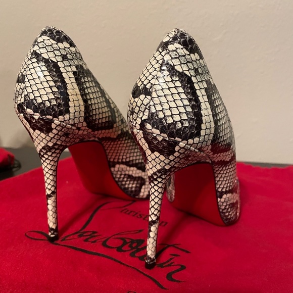 Louboutin Kate python heels 100mm black & white 37.5 - Picture 6 of 8